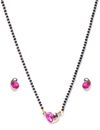 YouBella Black  Gold-Toned Beaded Mangalsutra Set